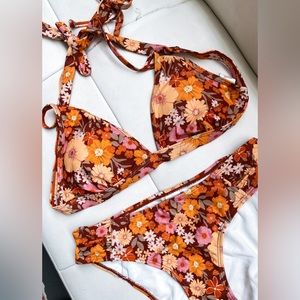 flower print bikini set with matching cover up